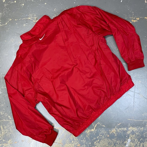 Nike 1/4 Zip Anorak Windbreaker Jacket White Tag Maroon Red Large Navy Vintage - Picture 2 of 9